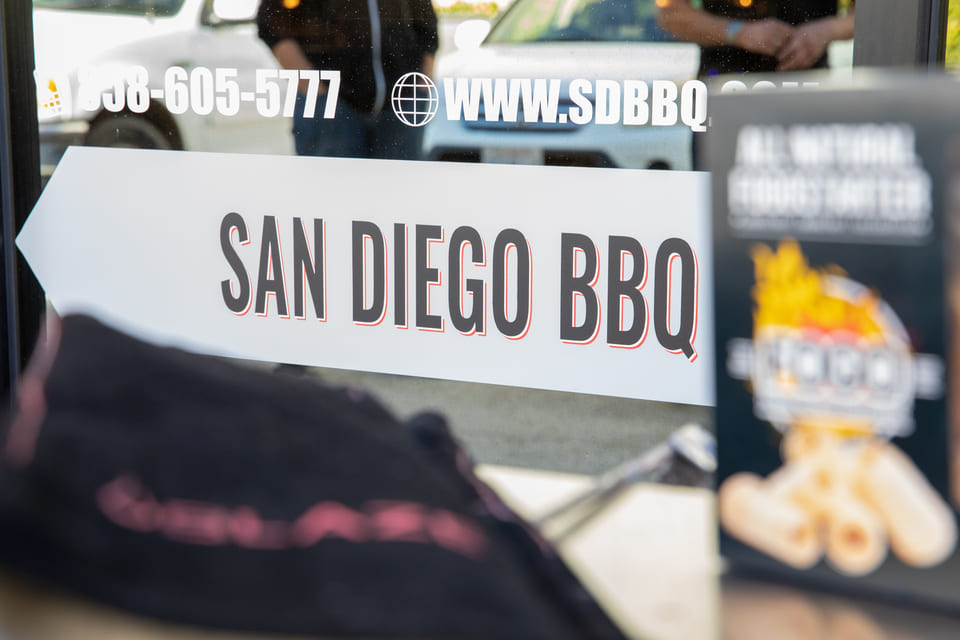 San Diego BBQ sign with blurred background