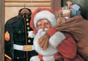Santa Claus holding a sack full of toys