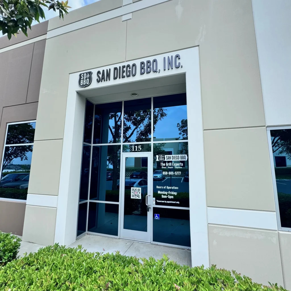 The entrance to San Diego BBQ on Tiger Run Court in Carlsbad