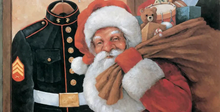 Santa Claus holding a sack full of toys